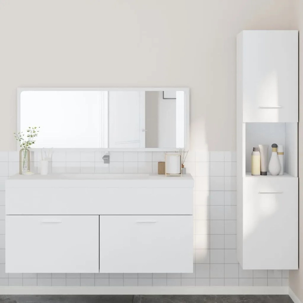 Set mobili da bagno 3 pz bianco in legno multistrato