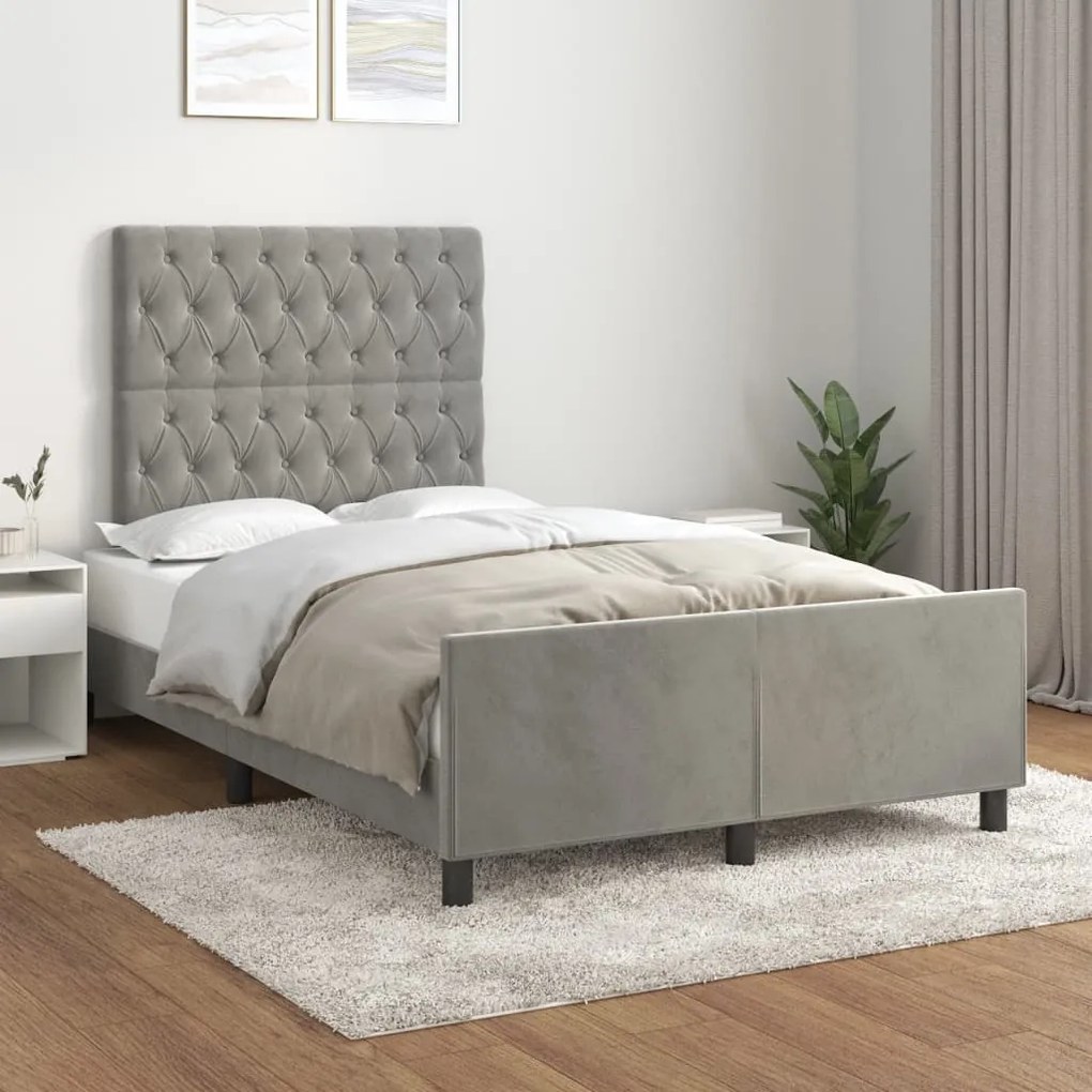 Giroletto Senza Materasso Grigio Chiaro 120x200 Cm Velluto /
