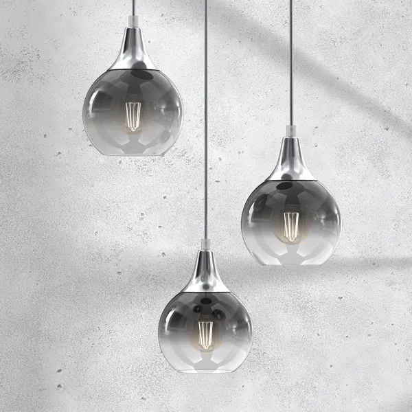 Lampadario a sospensione con filo MONTE 3xE27/60W/230V cromo opaco