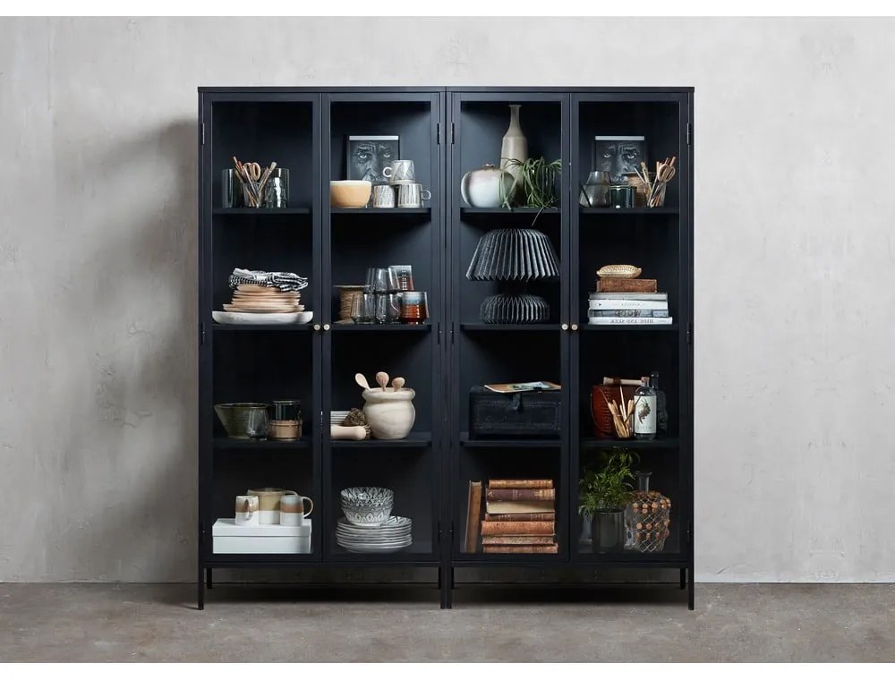 Vetrina in metallo nero 90x190 cm Carmel - Unique Furniture
