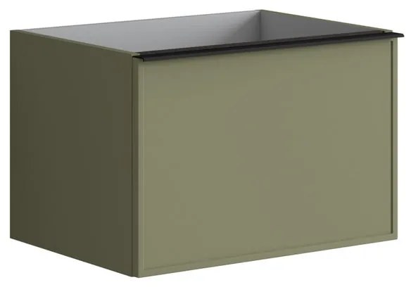 Mobile da bagno sotto lavabo Pixel frame laccato opaco verde salvia e maniglia alluminio nero L 60 x H 40 x P 45.5 cm 2 cassetti, lavabo non incluso