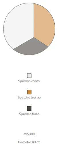Specchio rotondo moderno 80 cm con vetro fumč e bronzo - OSCAR
