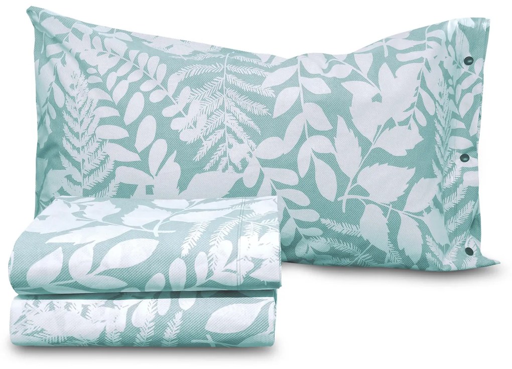 Completo letto 1 piazza e mezza foglie Nora verde SmartDecoHome