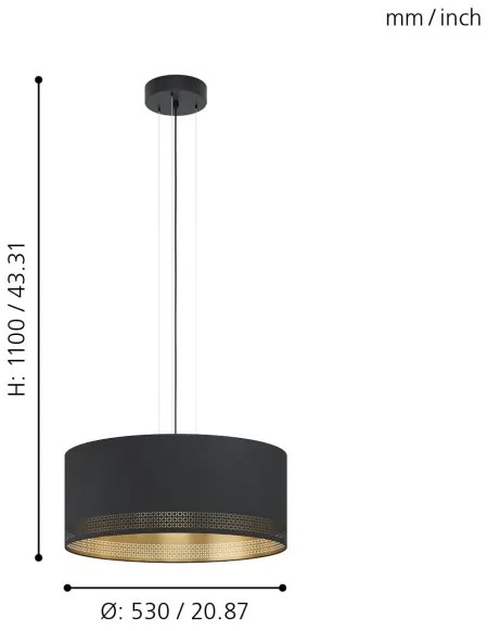 Eglo 99274 - Lampadario a sospensione con filo ESTEPERRA 3xE27/40W/230V