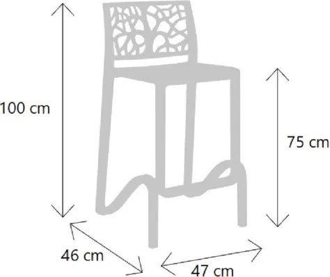 Sgabello bar impilabile alto H. seduta 75 cm TETI Tortora set 4 pezzi