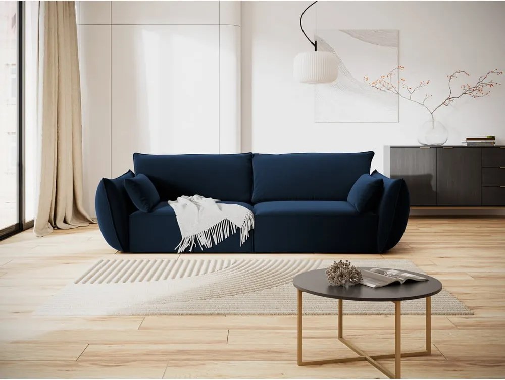 Divano blu scuro con rivestimento in velluto 208 cm Vanda – Mazzini Sofas