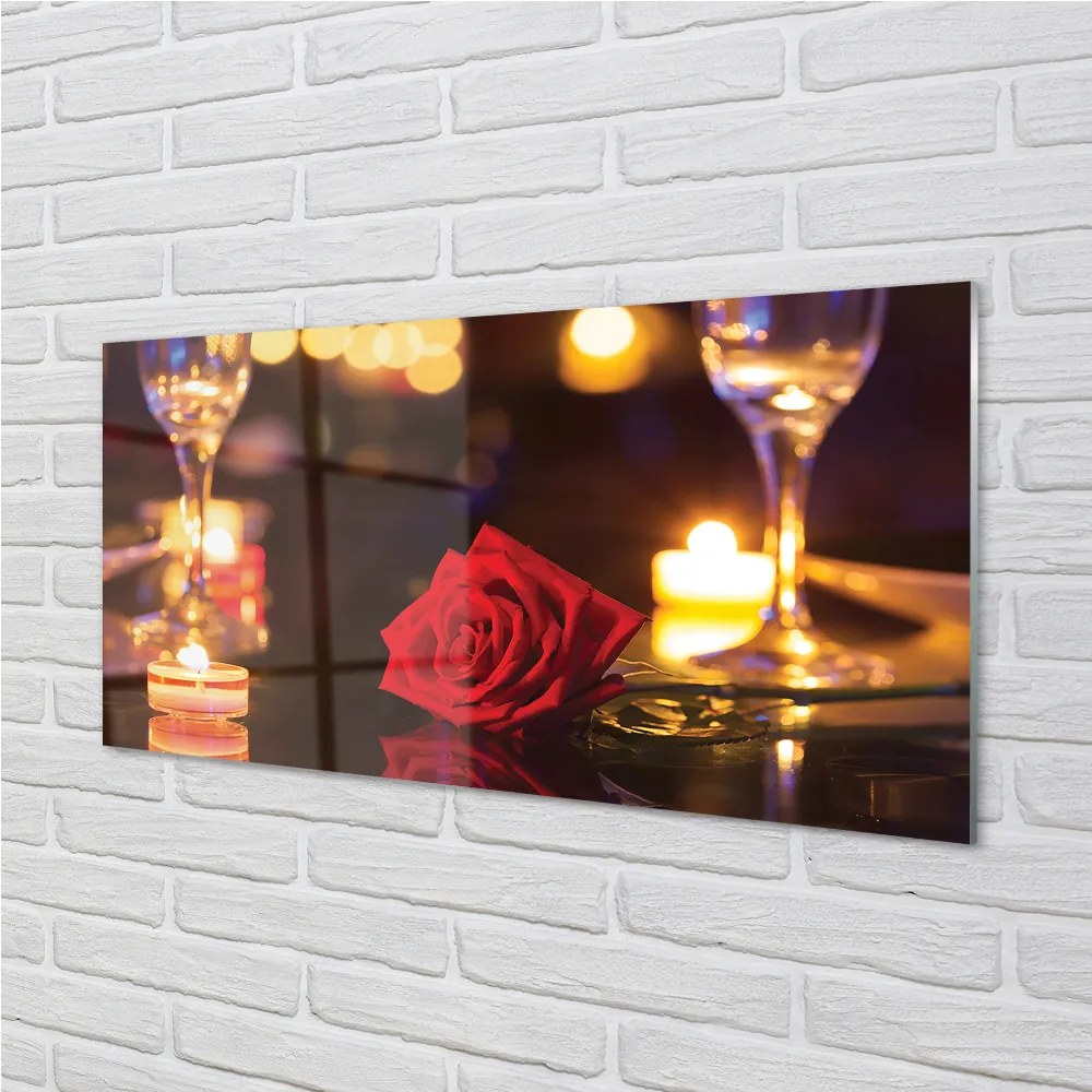 Quadro acrilico Candele Rosa occhiali 100x50 cm