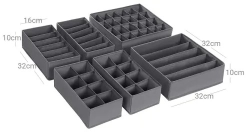 Organizzatore per biancheria da cassetto GRANT grigio