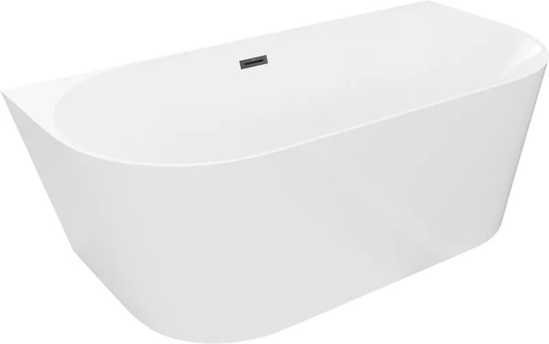 Mexen Oval Slim vasca da bagno indipendente a parete 170 x 80 cm, bianca, troppopieno nero - 52661708000-70