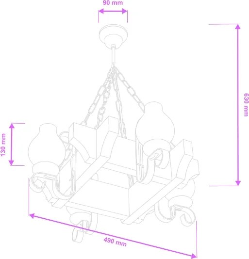 Brilagi - Lampadario a sospensione con catena QUEEN 4xE14/40W/230V faggio/noce