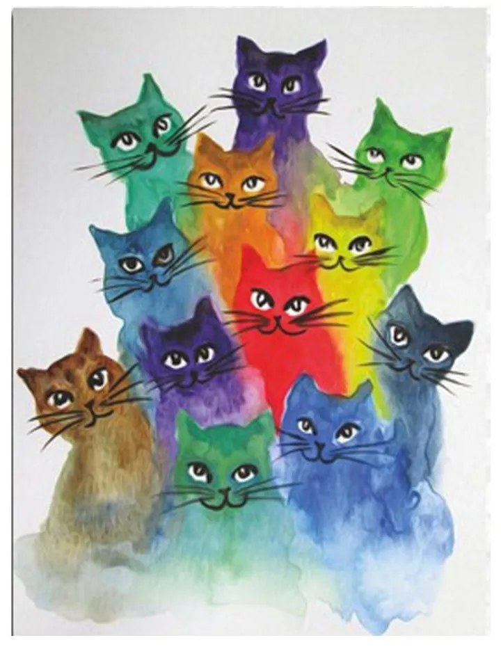 Pittura su tela Happy Cats, 30 x 40 cm - Wallity