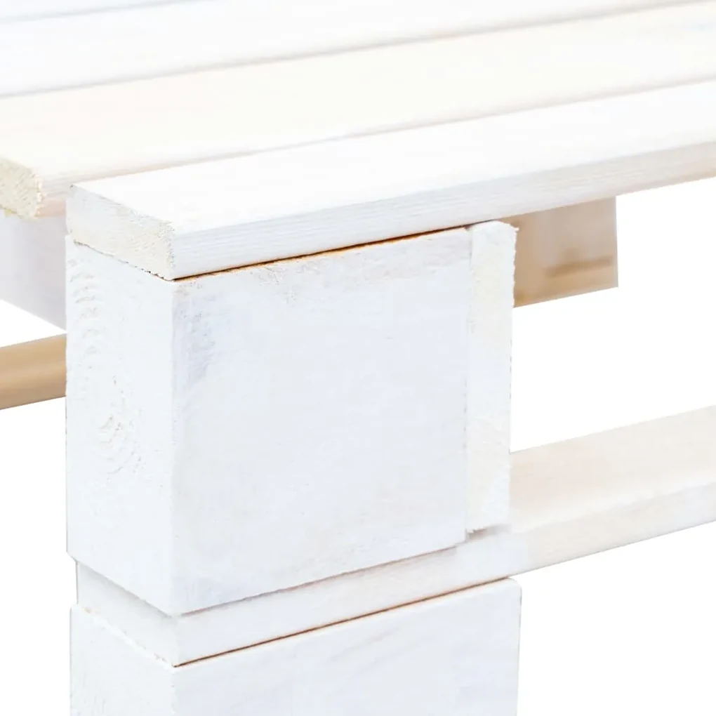 Ottomana da giardino pallet in legno di pino impregnato bianco
