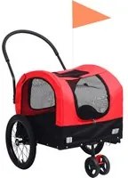 Rimorchio Bici per Animali e Carrello Jogging Rosso Nero cod mxl 66505