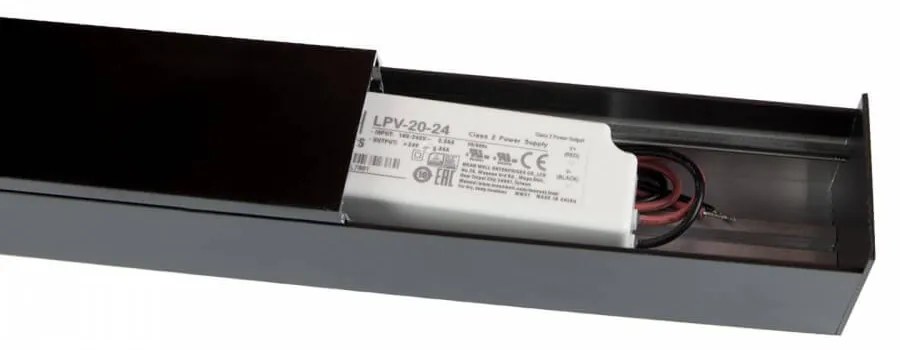 Rosone Rettangolare per lampadari Nero - con Vano per Alimentatore Colore del corpo Nero