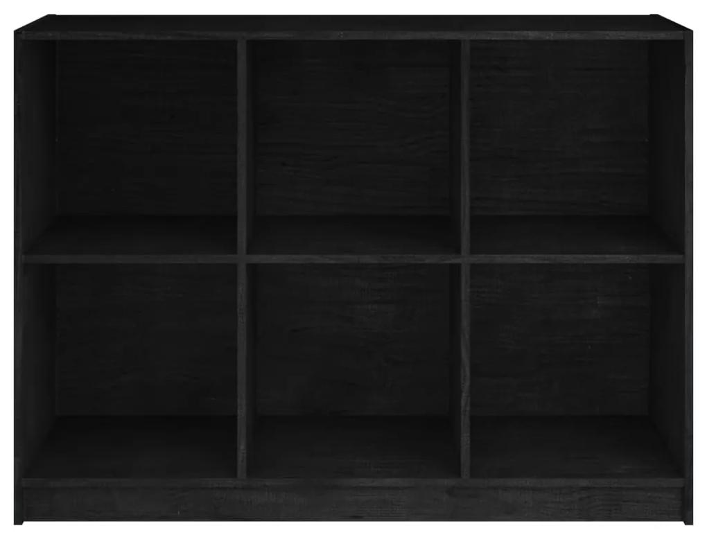 Libreria nera 104x33x76 cm in legno massello di pino