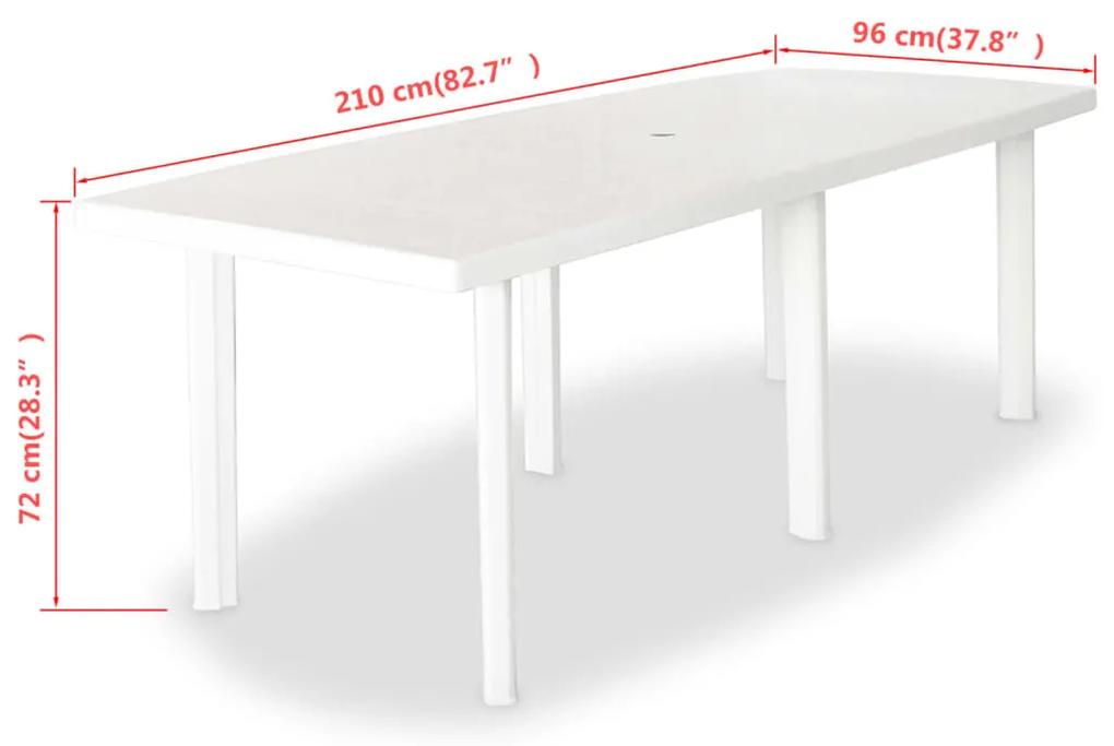 Tavolo da giardino bianco 210x96x72 cm in plastica