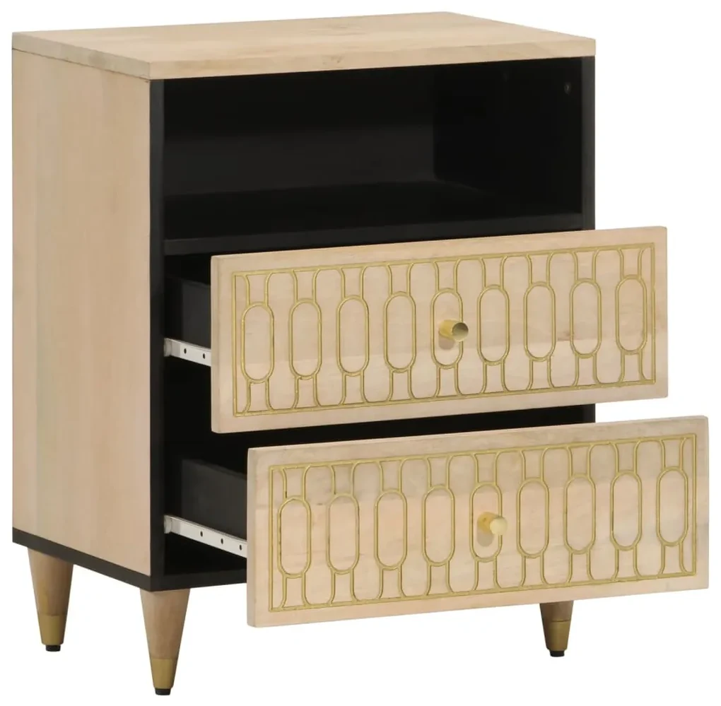 Comodino 50x33x60 cm in legno massello di mango