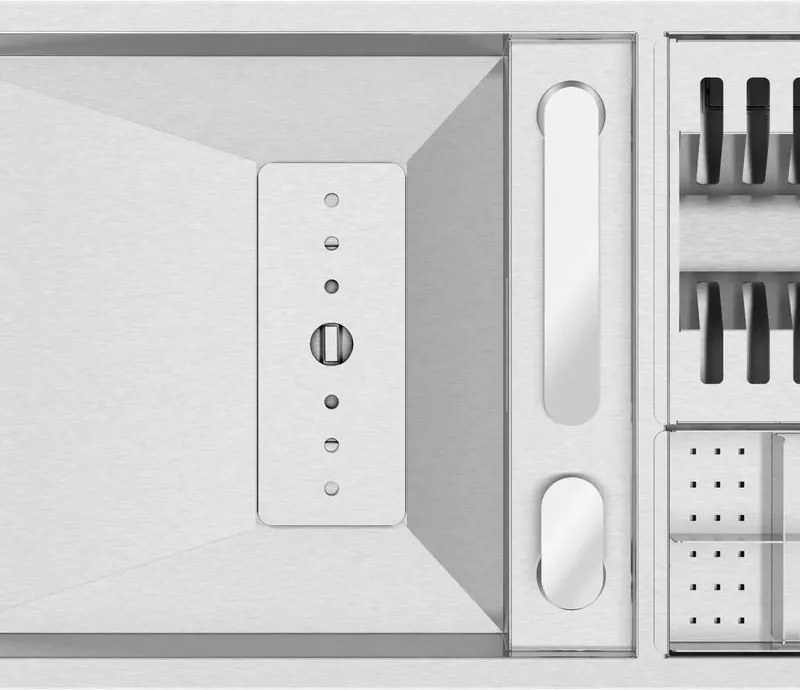Lavello semincasso 1 vasca in inox argento RODI Invisible 70 L 69 x L 44 cm