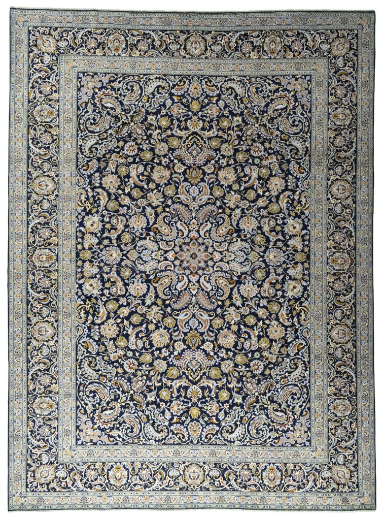 Kashan Tappeto persiano 310 x 420 Blu (Iran) Annodato A Mano