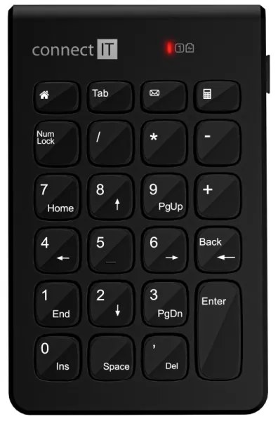 CONNECT IT CKB-0062-BK - Tastierino numerico senza fili 1xAAA nero