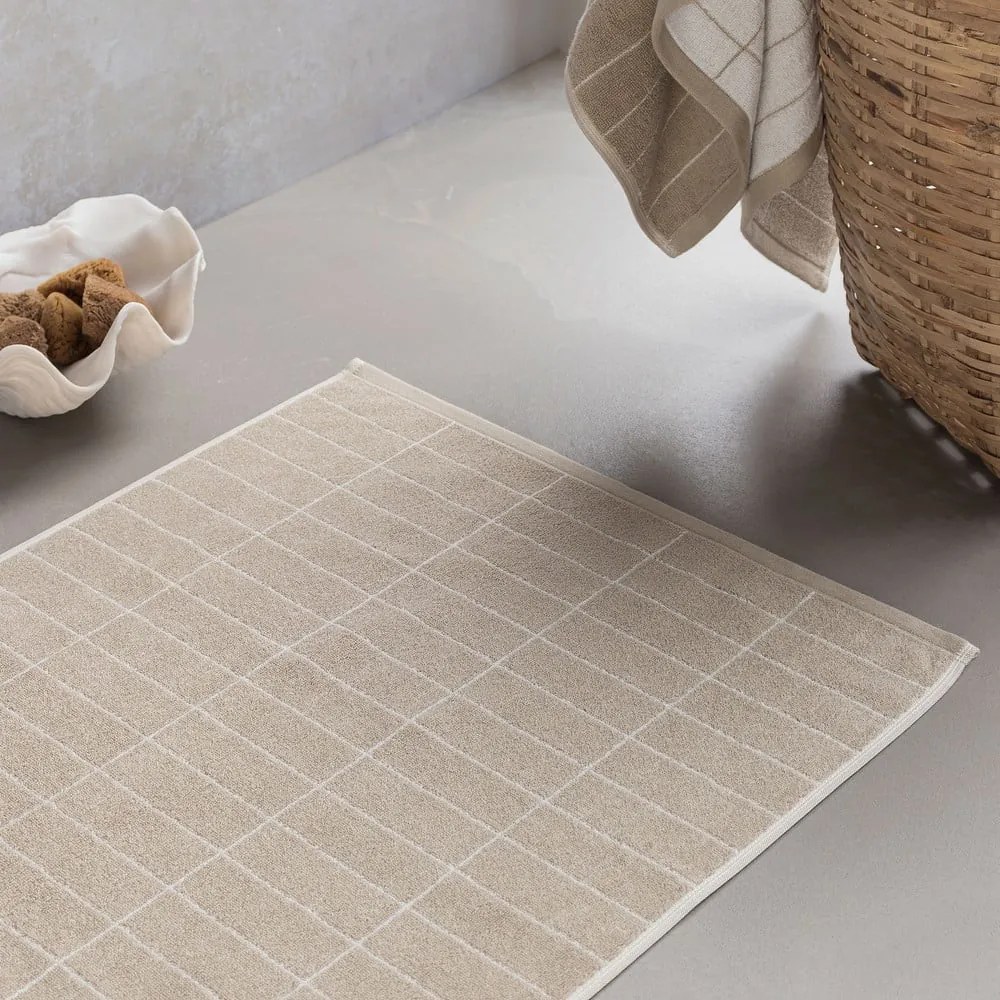 Tappeto da bagno beige 50x80 cm Tile Stone - Mette Ditmer Denmark