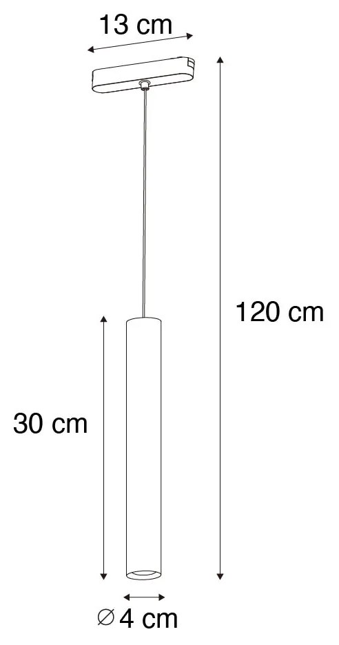 Lampada a sospensione moderna nera per sistema a binario monofase 4.5W 3000K - Magnetic Cassie