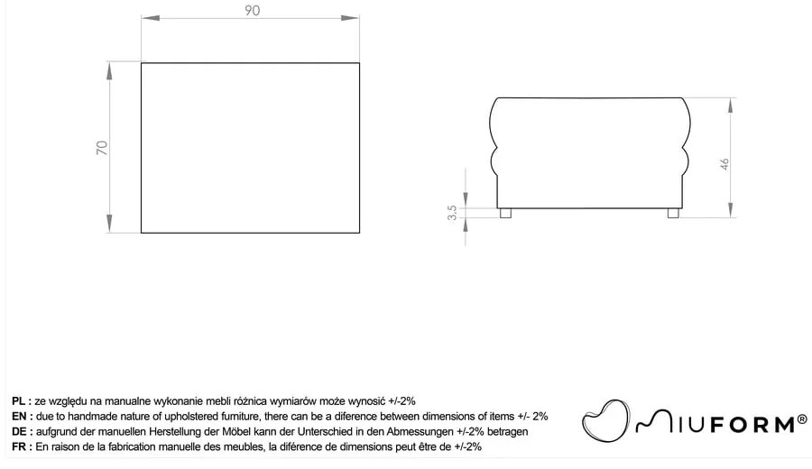 Poggiapiedi in grigio chiaro Wilson – Miuform