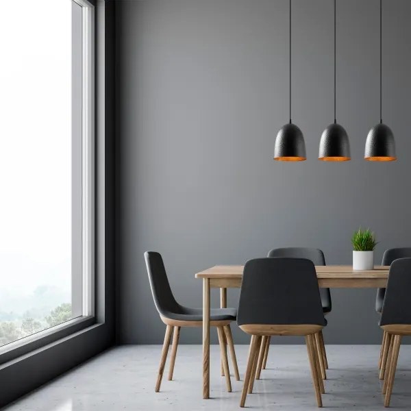 Lampadario a sospensione su cavo TATTOO 3xE27/40W/230V nero