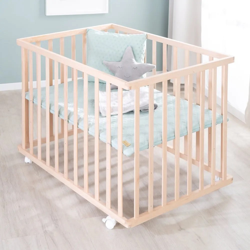 Lettino di colore naturale con altezza regolabile e ruote 75x100 cm Style – Roba