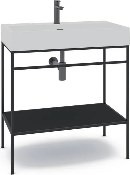 Mobile bagno da terra con lavabo e porta asciugamani L 80 x H 89 x P 45.5 cm nero per vasca centrale Outline