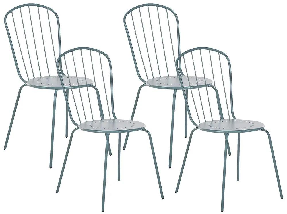 Set di 4 sedie da giardino in metallo blu chiaro CALVI Beliani