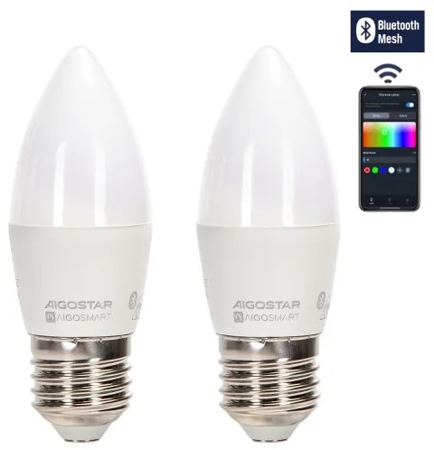 SET 2x Lampadina LED RGBW dimmerabile MESH Smart C37 E27/6,5W/230V 2700-6500K - Aigostar