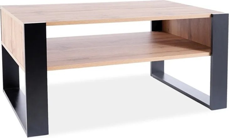 Tavolino Gema in rovere Wotan e nero – 100x64x50 cm