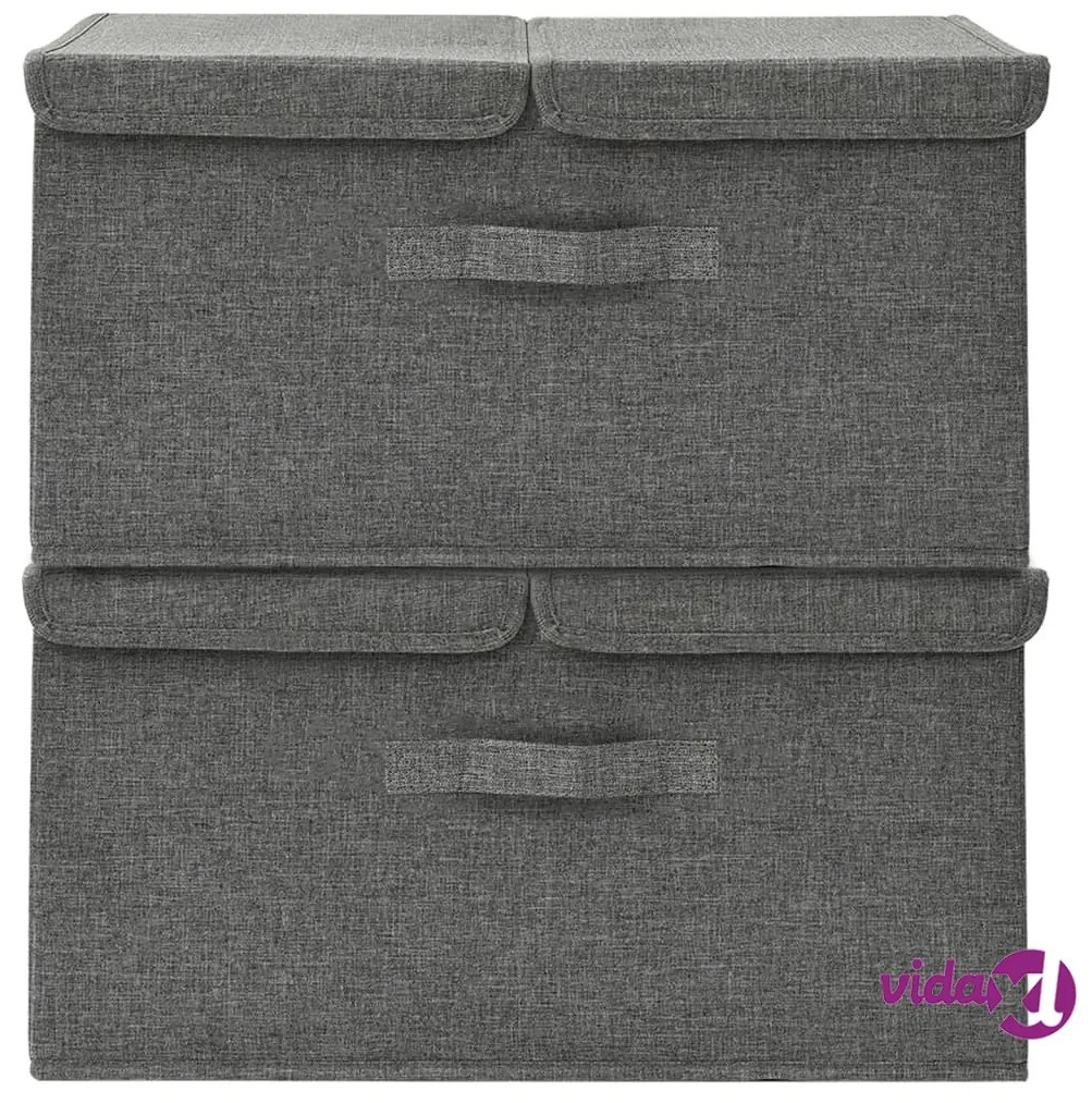 vidaXL Scatole Portaoggetti 2pz in Tessuto 50x30x25 cm Antracite