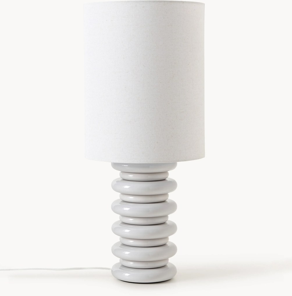 Grande lampada da tavolo con base in legno Nicolas