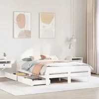 Letto senza Materasso Bianco 160x200 cm Legno Massello di Pino 3309033