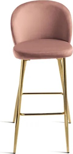 Sgabello in velluto Cipria con struttura in metallo Oro MEGAN 2 pezzi