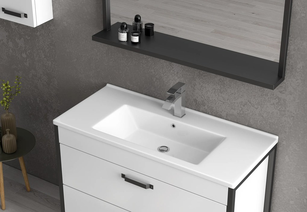 Mobile bagno 100cm con struttura metallica nera IKOS-100 - KAMALU