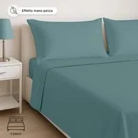 Completo letto matrimoniale in microfibra mano pesca verde chiaro