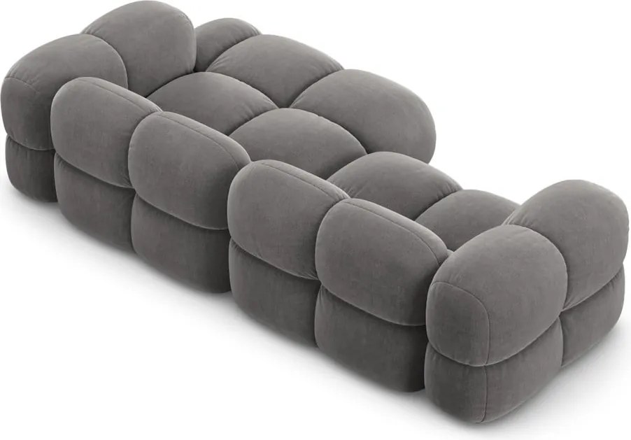 Divano angolare grigio (con penisola a destra/con chaise lounge) con rivestimento in velluto Loretto – Cosmopolitan Design