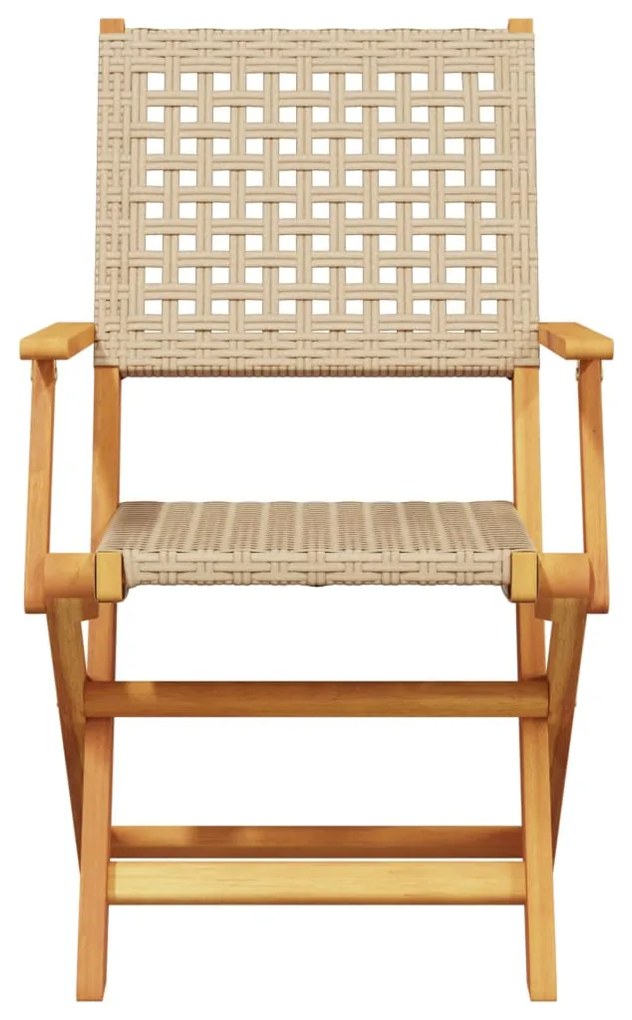 Sedie da giardino 2 pz beige legno massello acacia e polyrattan