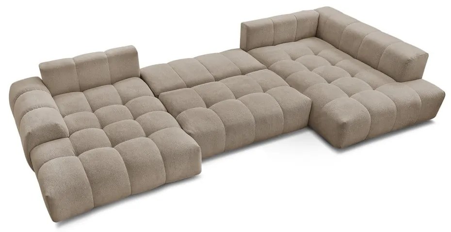 Divano angolare grigio tortora allungabile e con contenitore (penisola a destra/a U) con rivestimento in ciniglia Everest – Bobochic Paris