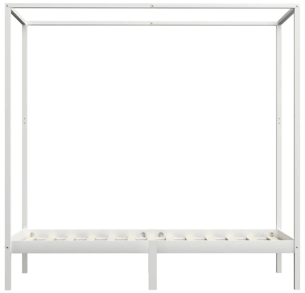 Giroletto a baldacchino bianco legno massello di pino 100x200cm