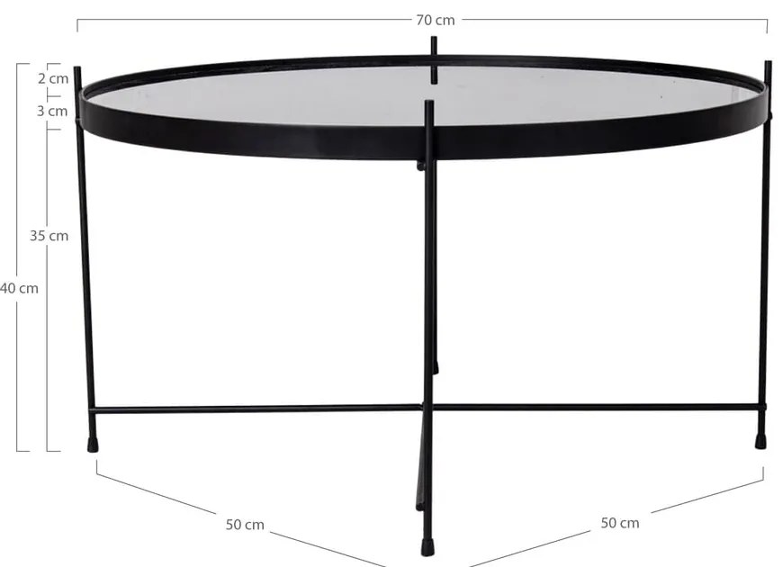 Tavolino rotondo nero ø 70 cm Venezia - House Nordic