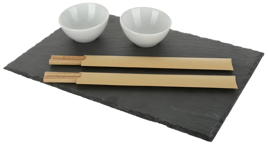 Set sushi vassoio ardesia con ciotoline e bacchette