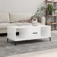 Tavolino da Salotto Bianco Lucido 102x50x40cm Legno Multistrato 829302