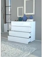 Com Onda Kommode 4 Cassetti 98X81,5X40 Colore Bianco Lucido