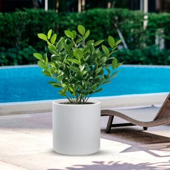 Vaso in resina da esterno interno tondo cilindrico d.36x35h Modigliani Bianco