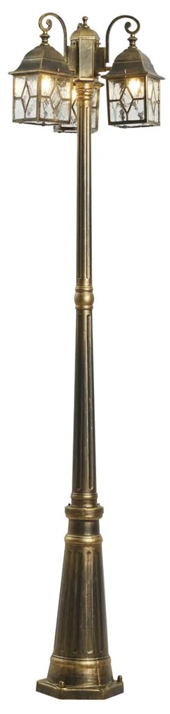 Lanterna da esterno classica oro antico con vetro trasparente 198cm IP44 - London