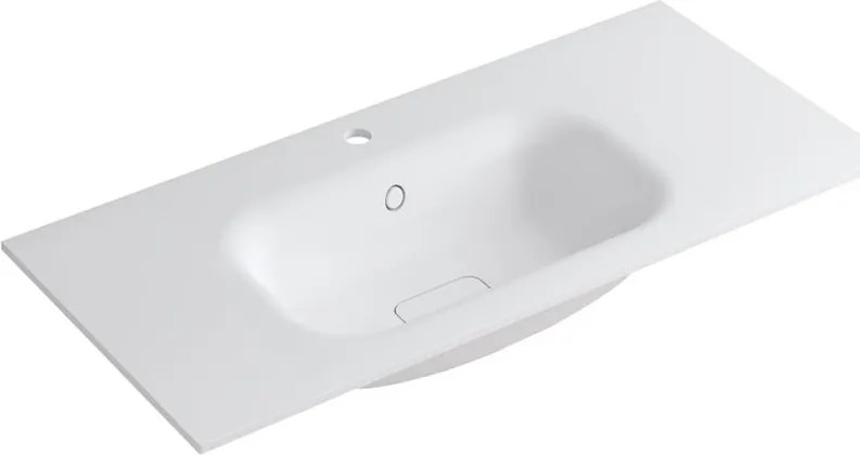 Lavabo a incasso rettangolare vasca centrale L 100.5 x H 15 x P 46 cm in resina bianco opaco